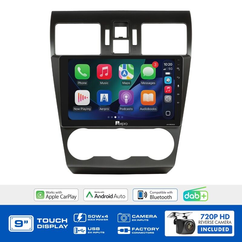Aerpro AMDSU13 9" Wireless CarPlay & Android Auto Multimedia Kit To Suit Subaru WRX 2014-2015 (with Nav)
