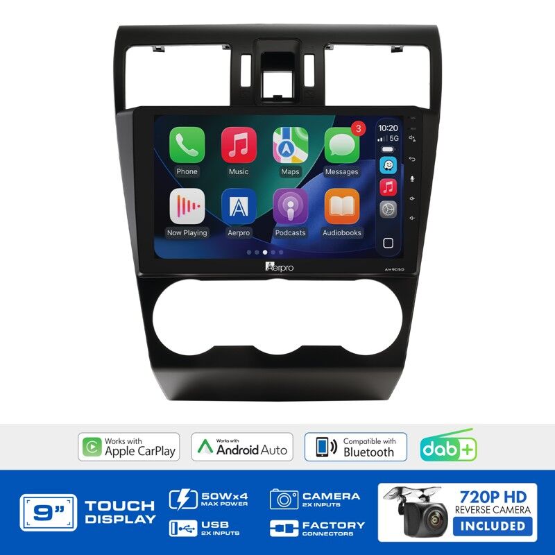 Aerpro AMDSU2 9" CarPlay & Android Auto Kit To Suit Subaru Forester, Impreza & XV (With Factory 6.1" Screen)