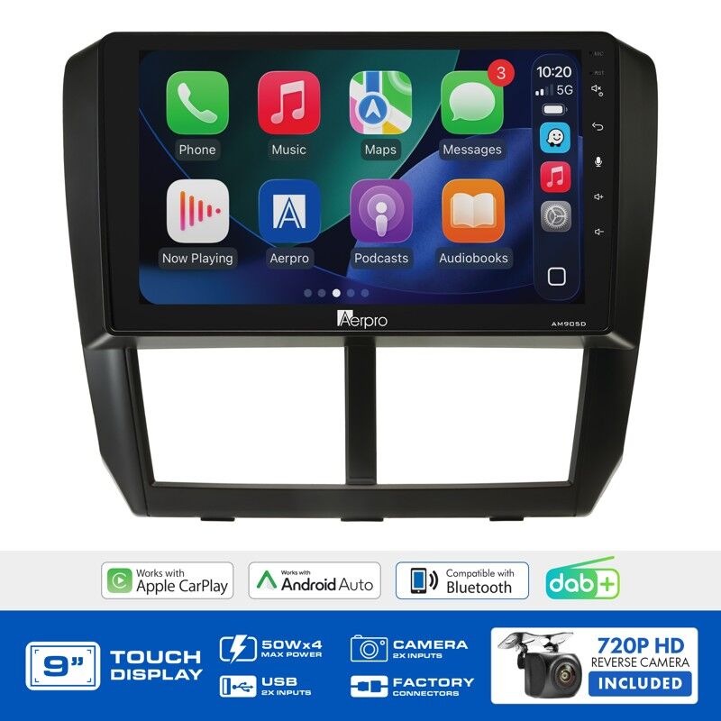 Aerpro AMDSU7 9" Wireless CarPlay & Android Auto Multimedia Kit To Suit Subaru Forester 2007-2012, Impreza 2007-2011 & WRX 2007-2014 (With Navigation)