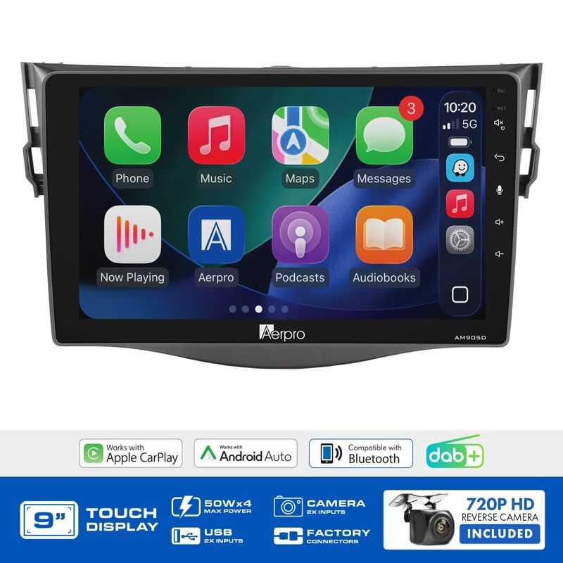 Aerpro AMDTO16 9" Wireless CarPlay & Android Auto Multimedia Kit To Suit Toyota RAV4 2006-2011 (Non-Amplified)