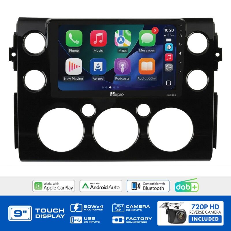 Aerpro AMDTO32 9" Wireless CarPlay & Android Auto Multimedia Kit To Suit Toyota FJ Cruiser 2012-2016