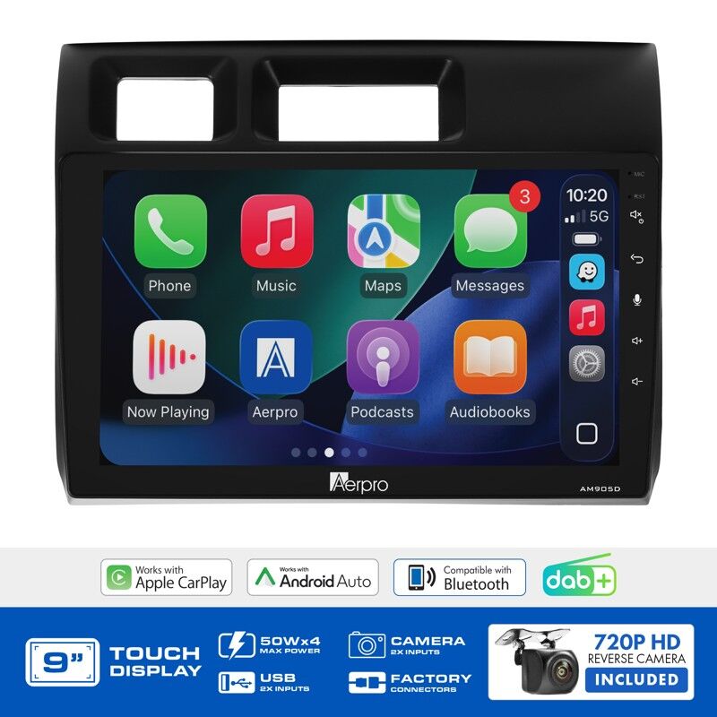 Aerpro AMDTO35 9" Wireless CarPlay & Android Auto Multimedia Kit To Suit Toyota LandCruiser 70 Series 2023-on