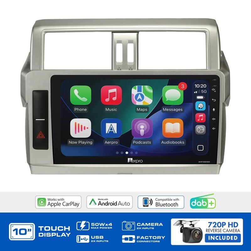 Aerpro AMDTO36 10" Wireless CarPlay & Android Auto Multimedia Kit To Suit Toyota Prado 2014-2017