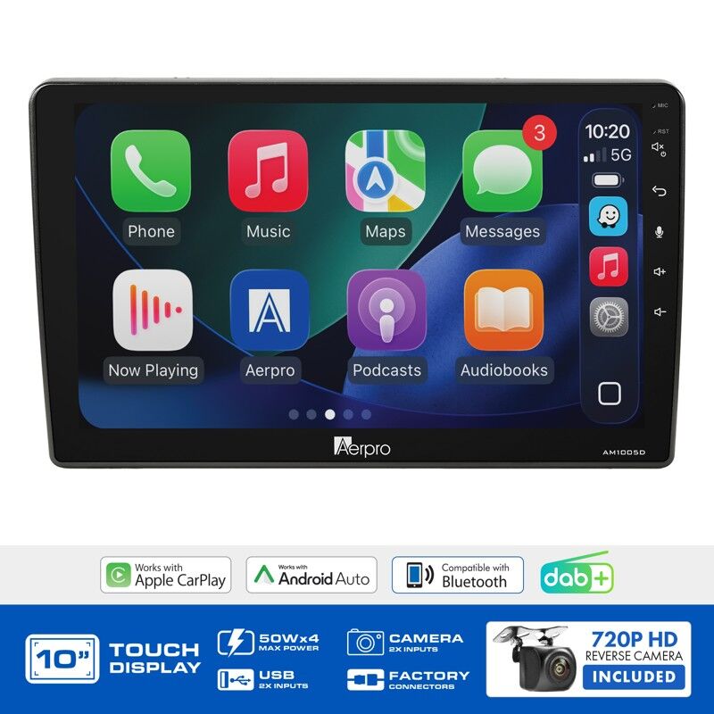 Aerpro AMDVW4 10" Wireless CarPlay & Android Auto Multimedia Kit To Suit Volkswagen Various Models 2015-on (With Factory MIB-PQ Unit)