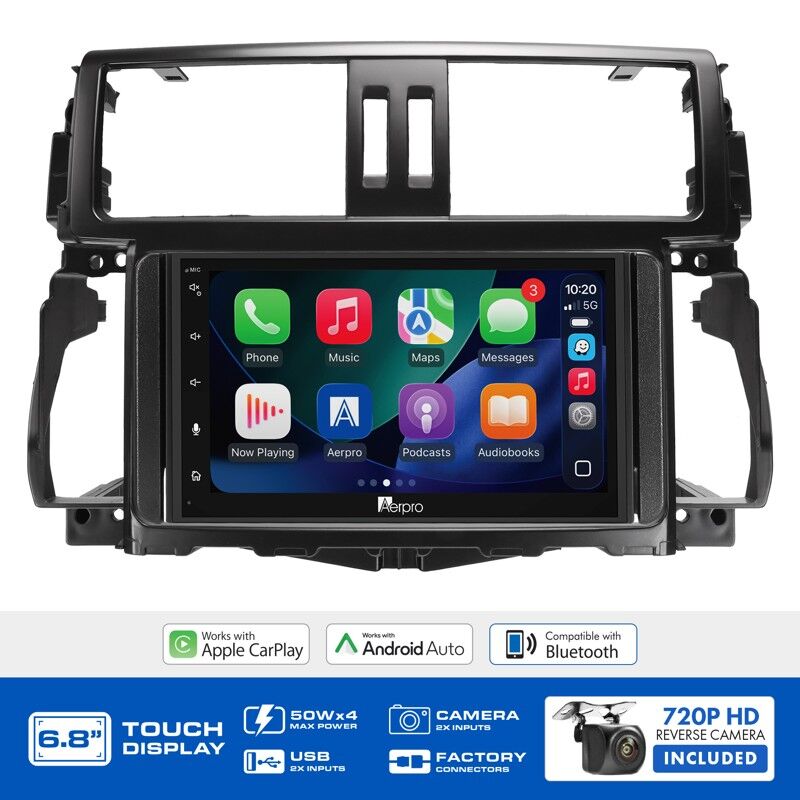 Aerpro AX9166K 6.8" Wireless CarPlay & Android Auto Multimedia Receiver To Suit Toyota Prado 150 Series 2009-2013