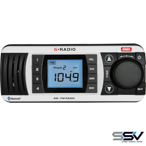 GME AM/FM Marine Radio w/ Bluetooth, Black - GR300BTB