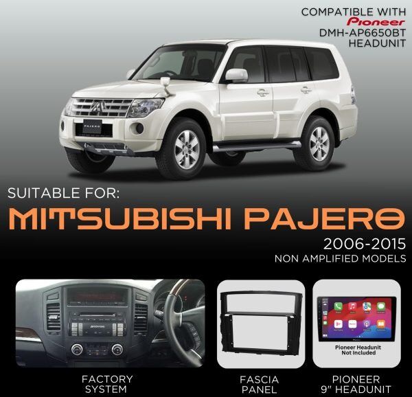 Pioneer 9 Head Unit Replacement kit to suit MITSUBISHI Pajero 2006-2015