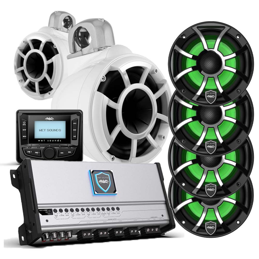 Ultimate Wet Sounds Marine Audio Package 8-Channel Power, 4-Zone Control, and RGB Revolution Speakers