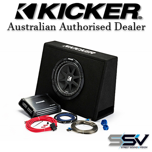 Kicker 44KKP210 Amp and 10" Slimline Sub Box Combo