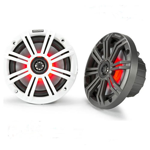 Kicker 45KM654L KM Marine 6.5" 4Ω LED 2-way Coaxial Speakers with LED lighting - Charcoal