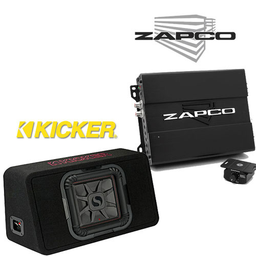 Kicker TL7T102 Single 10" L7T 2-Ohm Truck Enclosure with Zapco ST-500XMII Mono Class D Bass Amplifier