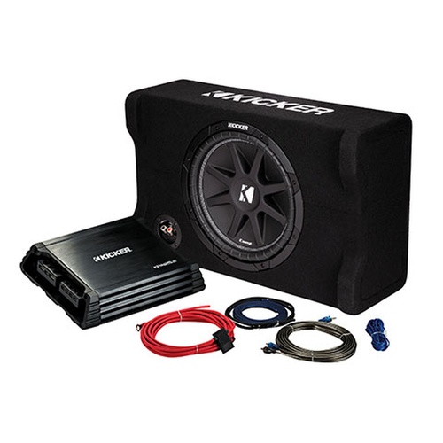 Kicker 49KKPDF212 12" Downfiring Subwoofer Amplifier And Wiring Kit