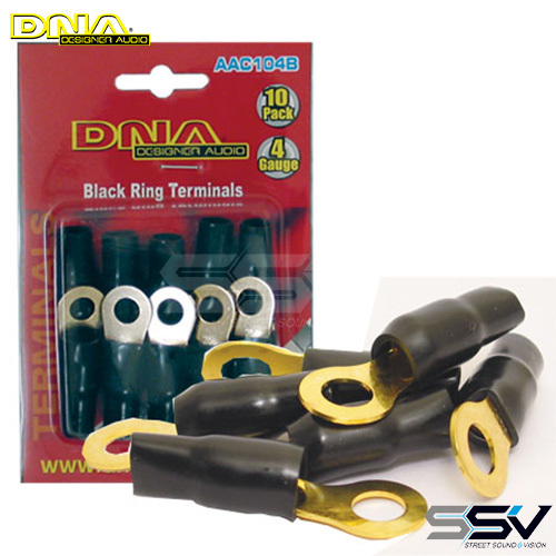 DNA AAC104B 4 Gauge Ring Terminal Black - 10 Pack