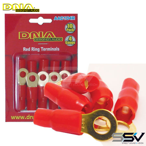 DNA AAC104R 4 Gauge Ring Terminal Red - 10 Pack