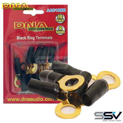 DNA AAC108B 8 Gauge Ring Terminal Black - 10 Pack