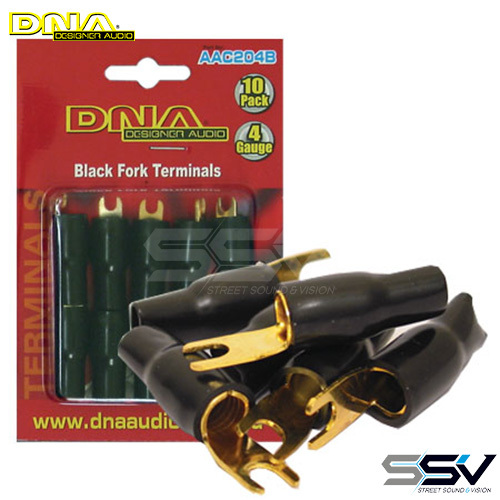 DNA AAC204B 4 Gauge Fork Terminal Black 10 Pack