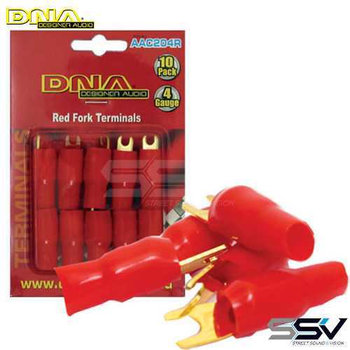 DNA AAC204R 4 Gauge Fork Terminal Red 10 Pack