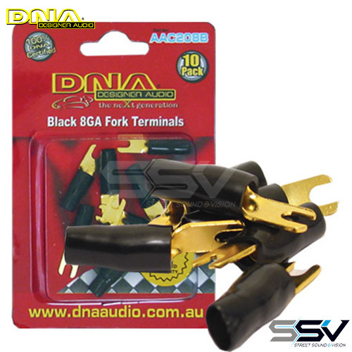 DNA AAC208B 8 Gauge Fork Terminal Black 10 Pack