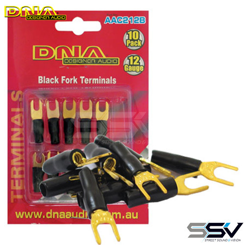 DNA AAC212B 12 Gauge Fork Terminal Black - 10 Pack