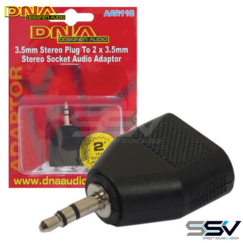 DNA AAR110 3.5mm Stereo Plug To 2 Sckt Adapt 1 Pack