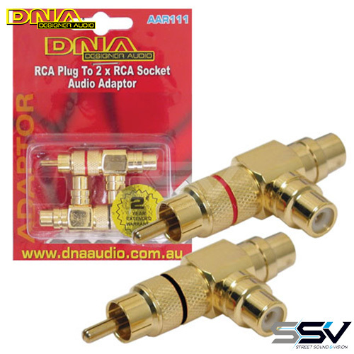 DNA AAR111 RCA Plug To 2 RCA Socket Adaptor- 2 Pack