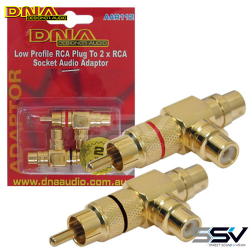 DNA AAR112 RCA Slimline Plug - 2 RCA Socket Adaptor