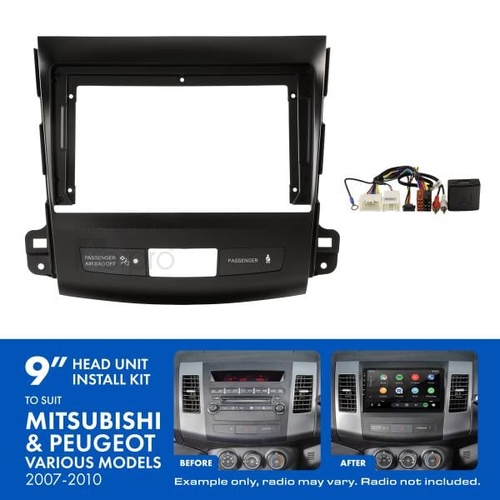 Aerpro AKMB10 9 Inch install kit to suit Mitsubishi Peugeot 2007-2010 Suits pioneer dmh-ap6650bt & kenwood dmx80axs