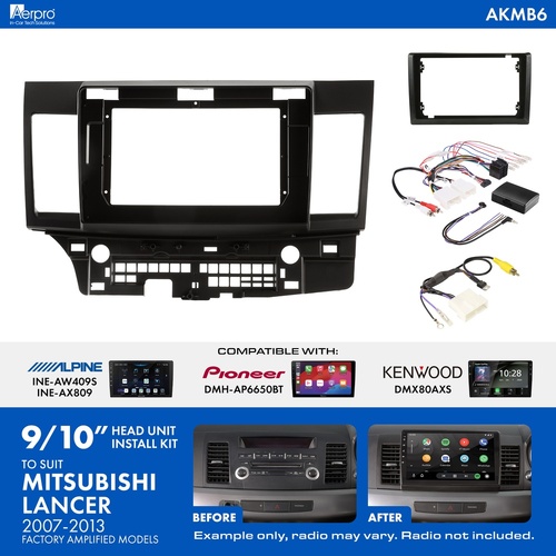 Aerpro AKMB6 9/10 Inch Install Kit To Suit Mitsubishi Lancer 2007-2013 [compatible With Pioneer, Kenwood & Alpine 9/10 Inch Head Units]