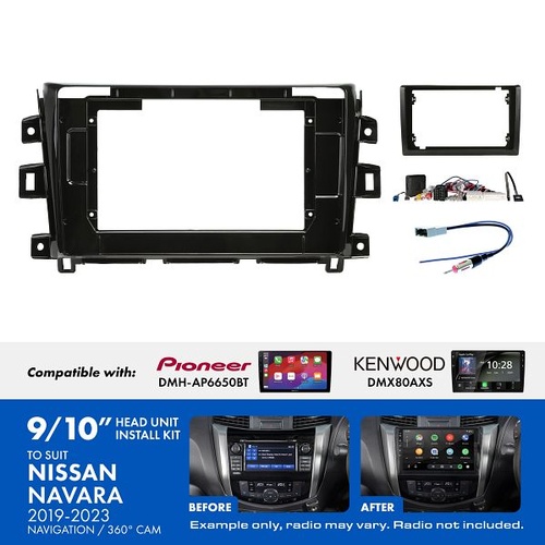 Aerpro AKNI14 9/10 Inch install kit to suit Nissan navara 2019-2023