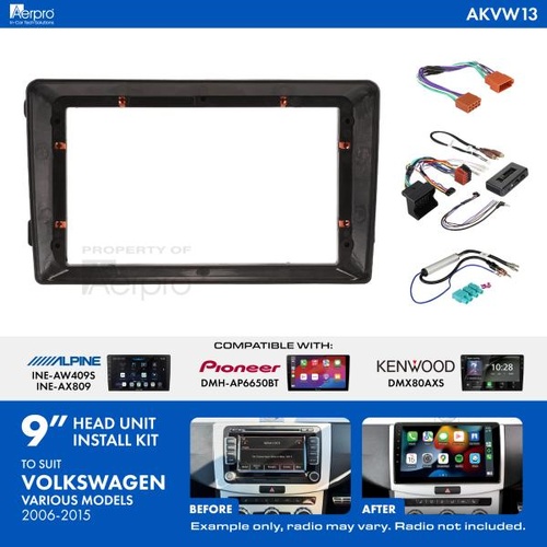 Aerpro AKVW13 9 Inch install kit to suit vw various 2006-2015