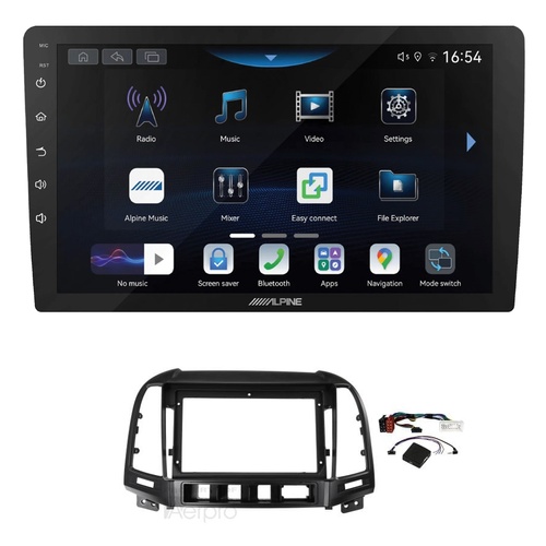 Alpine INE-AW409S 9" Wireless Apple CarPlay and Wireless Android Auto Head Unit with Aerpro AKHY19 9 Inch install kit to suit Hyundai santa fe 2006-20