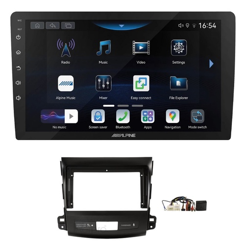 Alpine INE-AW409S 9" Wireless Apple CarPlay and Wireless Android Auto Head Unit with Aerpro AKMB10 9 Inch install kit to suit Mitsubishi Peugeot 2007-