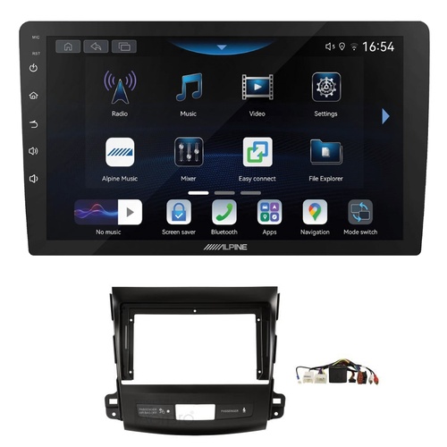 Alpine INE-AW409S 9" Wireless Apple CarPlay and Wireless Android Auto Head Unit with Aerpro AKMB11 9 Inch install kit to suit Mitsubishi Peugeot 2010-