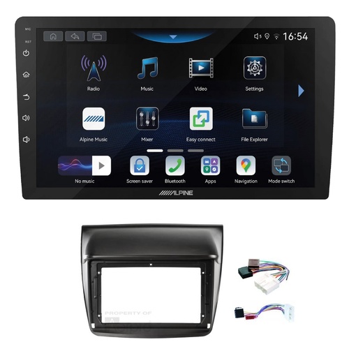 Alpine INE-AW409S 9" Wireless Apple CarPlay and Wireless Android Auto Head Unit with Aerpro AKMB23 9 Inch install kit to suit Mitsubishi triton 2007-2