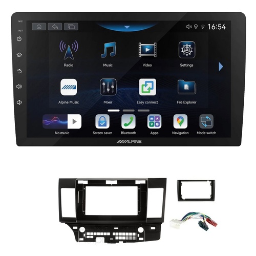 Alpine INE-AW409S 9" Wireless Apple CarPlay and Wireless Android Auto Head Unit with Aerpro AKMB24 9/10 Inch install kit to suit Mitsubishi lancer 200