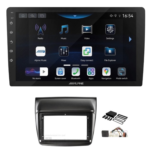 Alpine INE-AW409S 9" Wireless Apple CarPlay and Wireless Android Auto Head Unit with Aerpro AKMB3 9 Inch install kit to suit Mitsubishi triton & chall