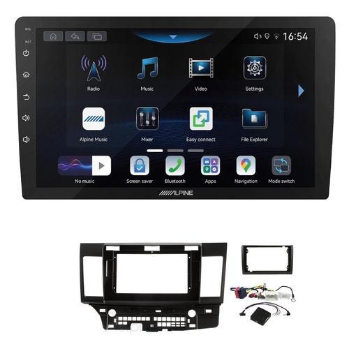 Alpine INE-AW409S 9" Wireless Apple CarPlay and Wireless Android Auto Head Unit with Aerpro AKMB4 9/10 Inch install kit to suit Mitsubishi lancer 2007