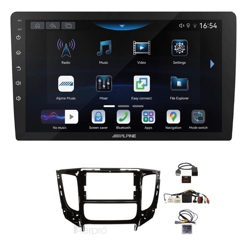 Alpine INE-AW409S 9" Wireless Apple CarPlay and Wireless Android Auto Head Unit with Aerpro AKMB8 9 Inch install kit to suit Mitsubishi triton 2016-20