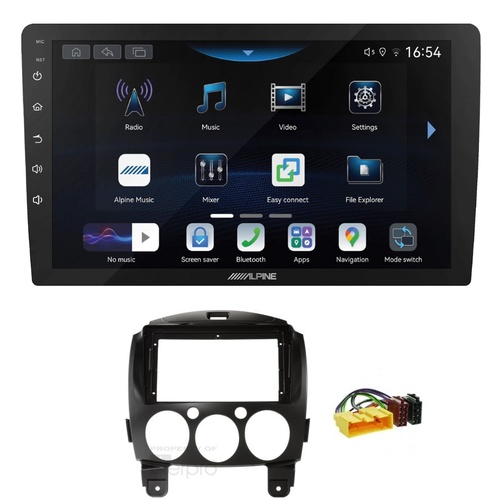 Alpine INE-AW409S 9" Wireless Apple CarPlay and Wireless Android Auto Head Unit with Aerpro AKMZ19 9 Inch install kit to suit Mazda 2 2007-2011