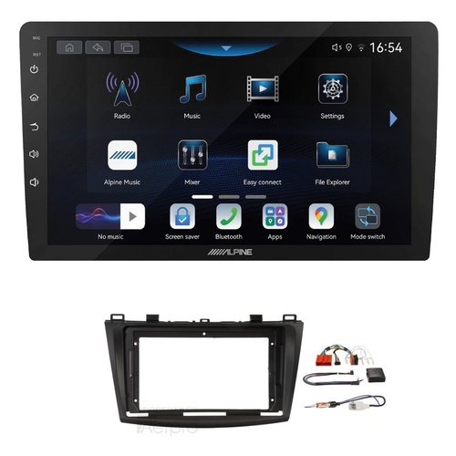 Alpine INE-AW409S 9" Wireless Apple CarPlay and Wireless Android Auto Head Unit with Aerpro AKMZ4 9 Inch install kit to suit Mazda 3 2009-2013