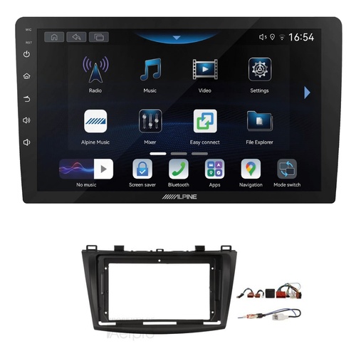 Alpine INE-AW409S 9" Wireless Apple CarPlay and Wireless Android Auto Head Unit with Aerpro AKMZ5 9 Inch install kit to suit Mazda 3 2009-2013 bose am