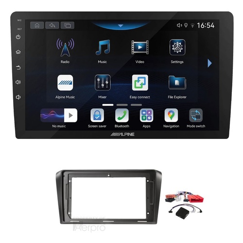 Alpine INE-AW409S 9" Wireless Apple CarPlay and Wireless Android Auto Head Unit with Aerpro AKMZ6 9 Inch install kit to suit Mazda 3 2004-2009