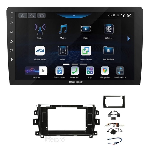 Alpine INE-AW409S 9" Wireless Apple CarPlay and Wireless Android Auto Head Unit with Aerpro AKNI12 9/10 Inch install kit to suit Nissan navara 2015-20