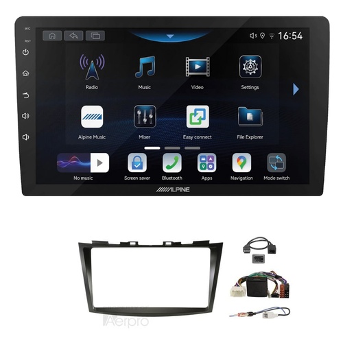 Alpine INE-AW409S 9" Wireless Apple CarPlay and Wireless Android Auto Head Unit with Aerpro AKSZ4 9 Inch install kit to suit Suzuki swift 2011-2017