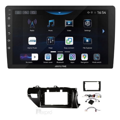 Alpine INE-AW409S 9" Wireless Apple CarPlay and Wireless Android Auto Head Unit with Aerpro AKTO3 9/10 Inch install kit to suit Toyota hilux 2020-