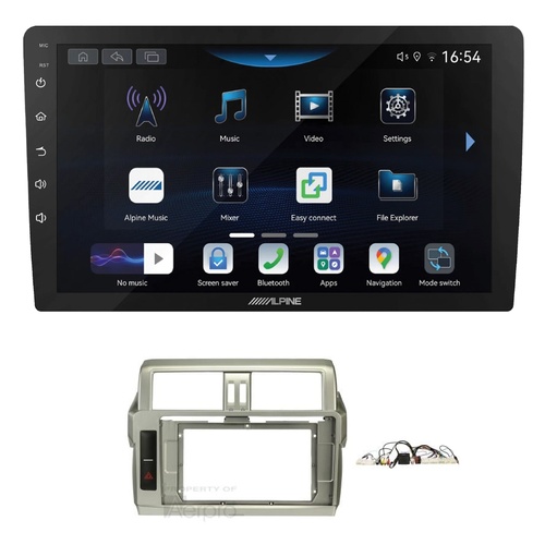Alpine INE-AW409S 9" Wireless Apple CarPlay and Wireless Android Auto Head Unit with Aerpro AKTO36 10 Inch install kit to suit Toyota prado 2014-2017