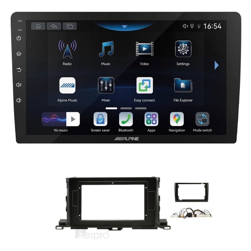 Alpine INE-AW409S 9" Wireless Apple CarPlay and Wireless Android Auto Head Unit with Aerpro AKTO37 9/10 Inch install kit to suit Toyota kluger 2014-20