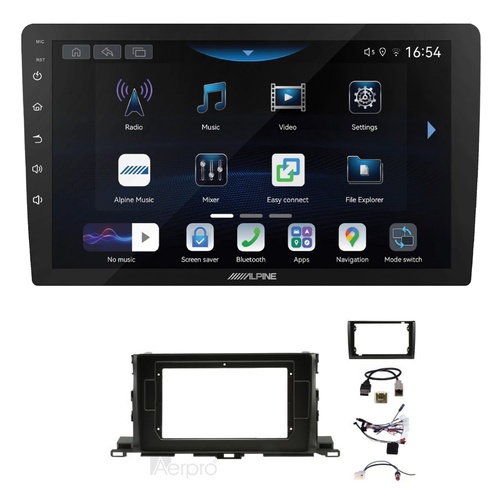Alpine INE-AW409S 9" Wireless Apple CarPlay and Wireless Android Auto Head Unit with Aerpro AKTO38 9/10 Inch install kit to suit Toyota kluger 2014-20