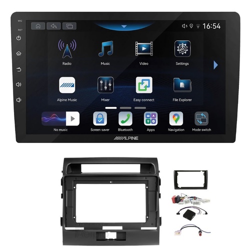 Alpine INE-AW409S 9" Wireless Apple CarPlay and Wireless Android Auto Head Unit with Aerpro AKTO43 9/10 Inch install kit to suit model Toyota landcrui