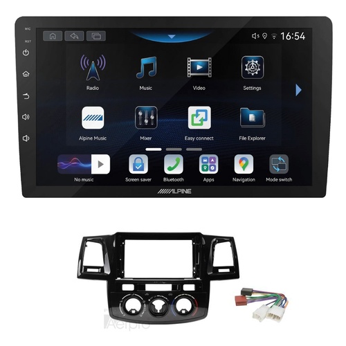 Alpine INE-AW409S 9" Wireless Apple CarPlay and Wireless Android Auto Head Unit with Aerpro AKTO49 9 Inch install kit to suit Toyota hilux pre 2011